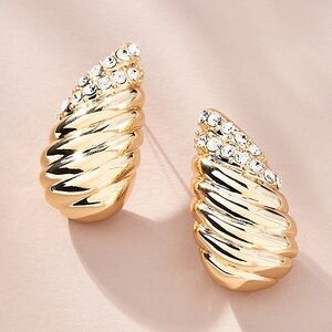 NWT ANTHROPOLOGIE Ribbed Crystal Post Earrings